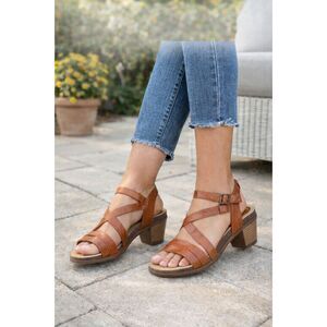 Abeo Biana Women’s Leather Heel Sandals – Brown – Size 6N